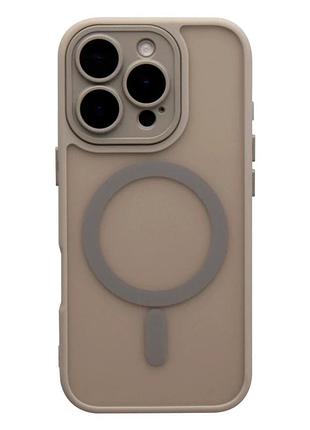 Чехол tpu+pc magnetic matte для iphone 16 pro max с magsafe защита камеры серый