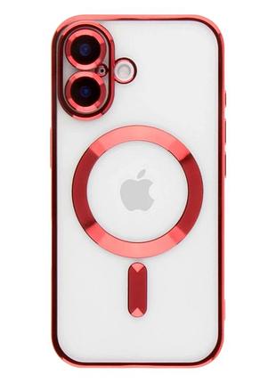Чехол tpu metallic full camera с magsafe для iphone 16 защитный красный