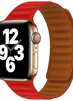 Ремешок magnetic silicone для apple watch 42 44 45 49 мм красный силикон мягкий гипоаллергенный