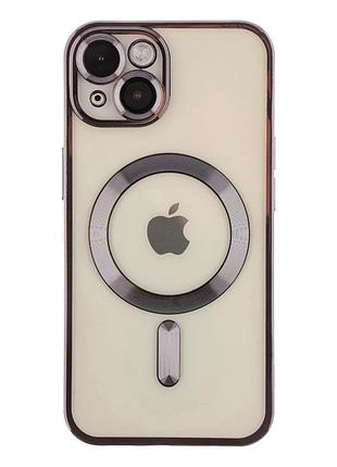 Чохол tpu metallic full camera з magsafe для iphone 15 чорний захист камери протиударний
