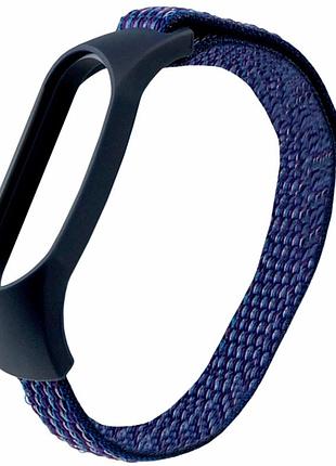Ремешок для фитнес-трекера xiaomi mi band 3 4 5 6 7 нейлоновый тёмно-синий текстильная застёжка