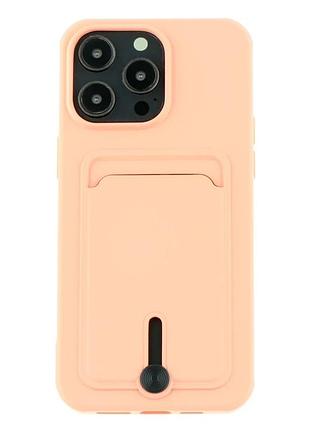Чехол tpu colorfull pocket card для iphone 15 pro max с микрофиброй внутри розовый песок