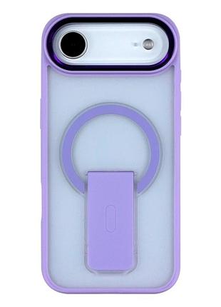 Чехол tpu+pc противоударный с магнитной подставкой для iphone 17 air фиолетовый с защитой камеры