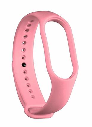 Ремешок для xiaomi mi band 5 6 7 силиконовый розовый с застежкой pin-and-tuck
