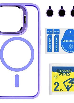 Чехол tpu pc с magsafe для iphone 13 pro противоударный защита камеры фиолетовый