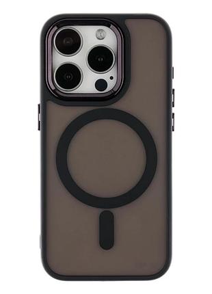 Чехол tpu+pc с magsafe для iphone 15 pro max черный противоударный с защитой камеры
