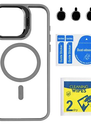 Чохол tpu pc з magsafe для iphone 15 pro max захист камери сірий