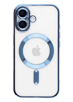 Чохол tpu metallic full camera з magsafe для iphone 16 захисний із посиленими кутами синій