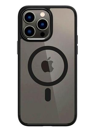 Чехол tpu pc ultra hybrid с magsafe для iphone 12 pro max защита камеры черный