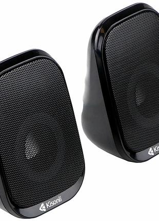 Комп'ютерні колонки 6 вт 110 мм usb aux чорний пластик kisonli x7 rgb-підсвітка