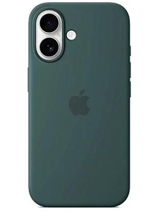 Чохол силіконовий silicone case full size для iphone 16 з мікрофіброю всередині захисний колір 54.atrovirens