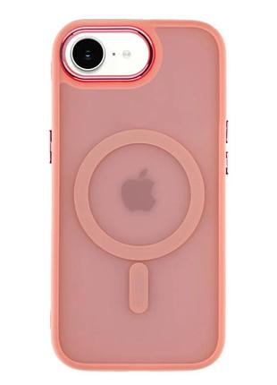 Чехол tpu pc с magsafe для iphone 16e защитный розовый с усиленными углами