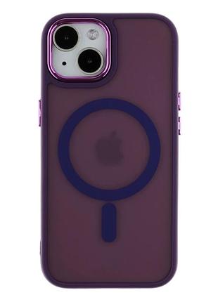 Чехол tpu pc с magsafe для iphone 15 противоударный dark purple с защитой камеры