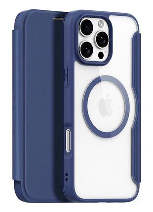 Чохол-книжка dux ducis skin x pro з magsafe для iphone 16 pro tpu pc із захистом камери синій