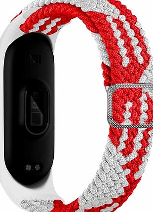 Ремешок для xiaomi mi band 3 4 5 6 7 тканевый белый красный эластичная регулировка