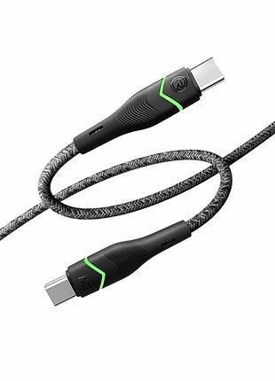 Кабель usb type-c to type-c 60 w 1.2 м rgb підсвітка чорний ridea rc-rl15