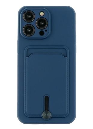 Чехол tpu colorfull pocket card для iphone 14 pro max с микрофиброй внутри защитный темно-синий