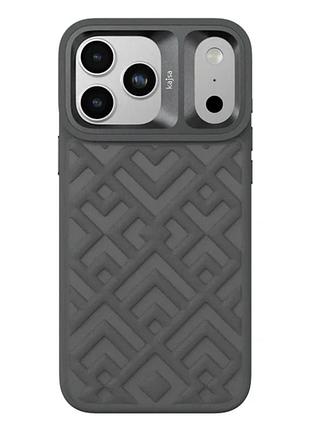 Чохол протиударний kajsa briquette collection для iphone 17 pro max з magsafe сірий b-ring з мікрофіброю всередині