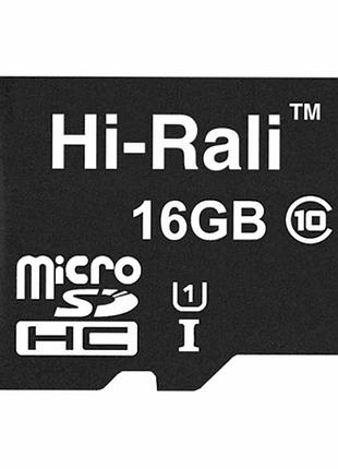 Картка пам'яті microsdhc 16 гб uhs-1 клас 10 чорний для запису відео 4к hi-rali