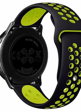 Ремешок универсальный 22мм силиконовый для samsung amazfit huawei черный светло-зеленый