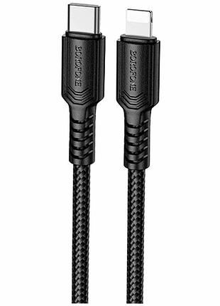 Кабель usb type-c to lightning 1 м 27 w чорний borofone bx116 для заряджання iphone ipad