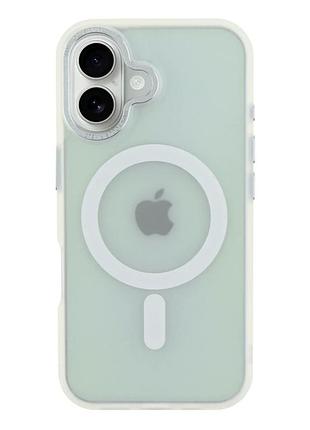 Чехол tpu+pc с magsafe для iphone 16 защитный белый с усиленными углами