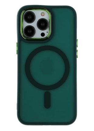 Чехол tpu+pc space magnetic color с magsafe для iphone 13 pro защитный зеленый