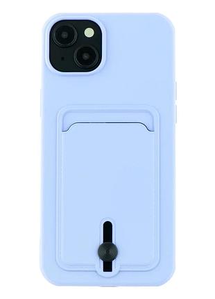 Чохол tpu colorfull pocket card для iphone 15 plus з мікрофіброю всередині фіолетовий
