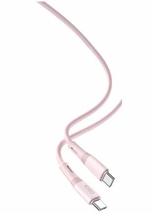 Кабель usb type-c male 60 w 1 м силіконовий рожевий для швидкого заряджання та передавання даних модель xo nb-q226b