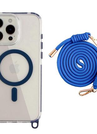 Чохол tpu+pc з magsafe для iphone 16 pro max протиударний indigo blue із захистом камери