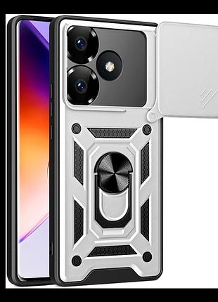 Чехол противоударный armor guard shield для xiaomi poco f6 pro 5g защита камеры серебристый