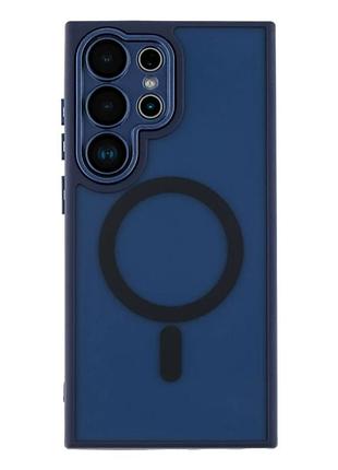 Чехол tpu pc magnetic matte для samsung galaxy s25 ultra 5g защита камеры с magsafe темно-синий
