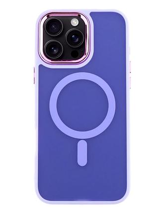 Чехол tpu pc с magsafe для iphone 16 pro max противоударный фиолетовый с защитой камеры