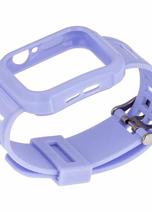 Ремешок для apple watch 44mm силикон purple с защитным бампером для фиксации и защиты часов