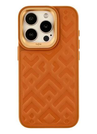 Чехол противоударный kajsa briquette collection для iphone 15 pro tpu pc коричневый с защитой камеры