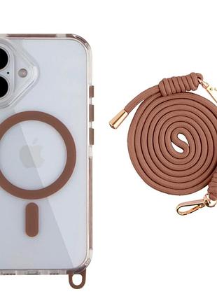 Чехол tpu+pc lanyardcase с magsafe для iphone 16 защита камеры противоударный desert gold