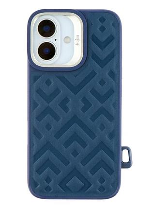 Чехол накладка kajsa briquette collection для iphone 16 с magsafe tpu и микрофибра с защитой камеры синий
