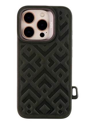 Чехол противоударный kajsa briquette collection для iphone 16 pro с magsafe черный с микрофиброй внутри