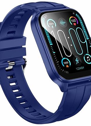 Смарт часы hoco y27 230mah bluetooth 5 ipx4 1.95" синий для спорта и повседневного использования