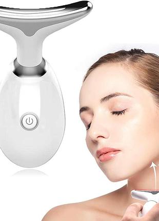 Микротоковый массажер для лица и шеи anti-aging лифтинг с подогревом уход за кожей