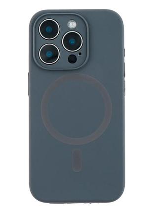Чехол силиконовый glow silicone case с magsafe для iphone 15 pro max серый с защитой камеры