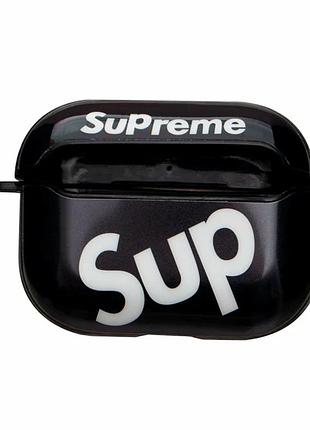 Футляр для наушников из пластика и силикона sup black с карабином для apple airpods pro
