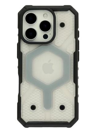 Чехол tpu+pc armorhex magnetic case для iphone 16 pro противоударный с magsafe прозрачный серый