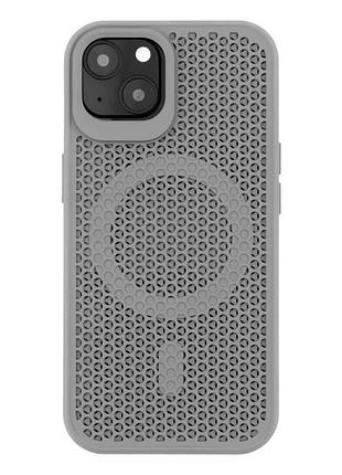 Чехол tpu+pc aerocool с magsafe для iphone 15 серый противоударный с защитой камеры