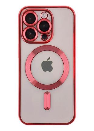 Чехол tpu metallic full camera с magsafe для iphone 13 pro max защитный красный