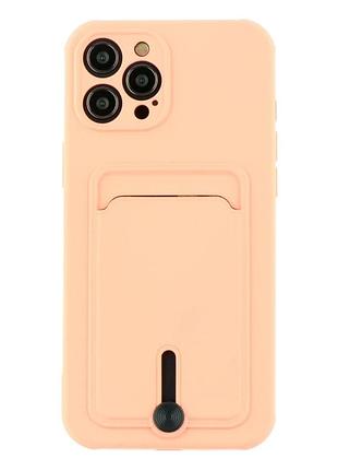 Чехол tpu colorfull pocket card для iphone 12 pro max с микрофиброй внутри розовый песок