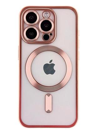 Чехол tpu metallic chrome full camera с magsafe для iphone 12 pro защита камеры chrome rose