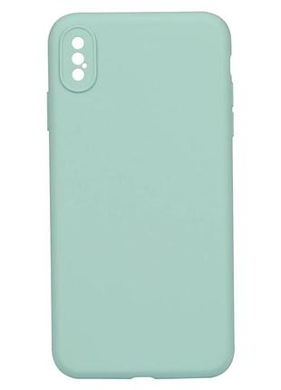 Чехол силиконовый full case для iphone xs max с защитой камеры микрофибра 17.turquoise