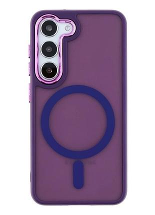 Чехол tpu+pc space magnetic color с magsafe для samsung galaxy s23+ 5g защита камеры фиолетовый