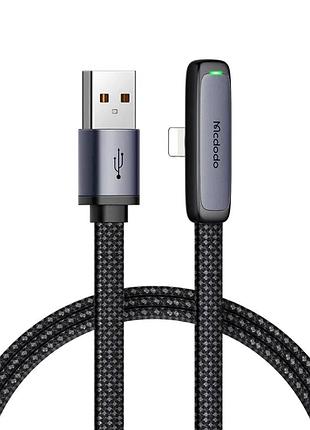 Кабель lightning 90 градусов 3а 1.2м плетеный черный mcdodo zebra series ca-2790